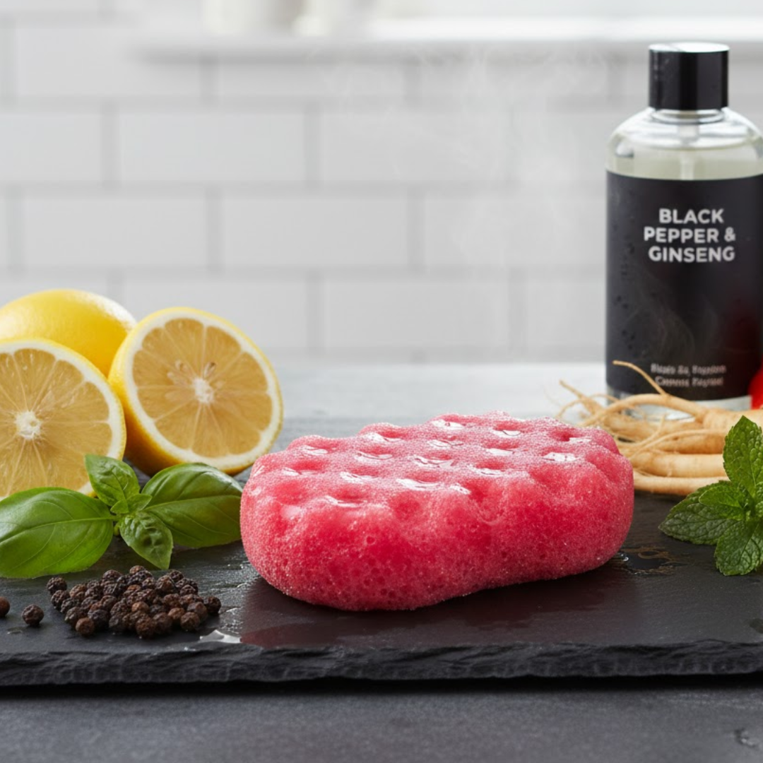 Black Pepper Ginseng Exfoliating Soap Sponge