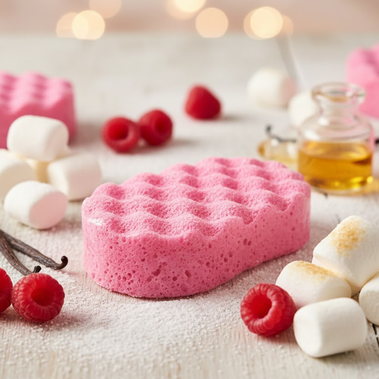 Marshmallow & Fresh Raspberry Exfoliating Soap Sponge