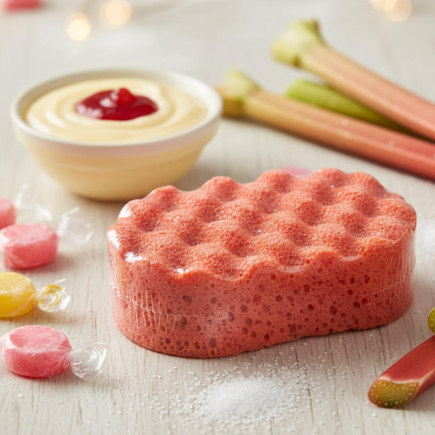 Rhubarb & Custard Exfoliating Soap Sponge