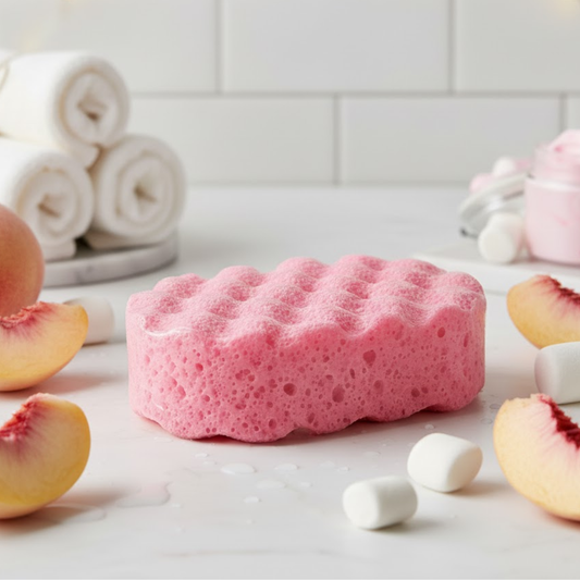 Marshmallow & White Peach Exfoliating Soap Sponge